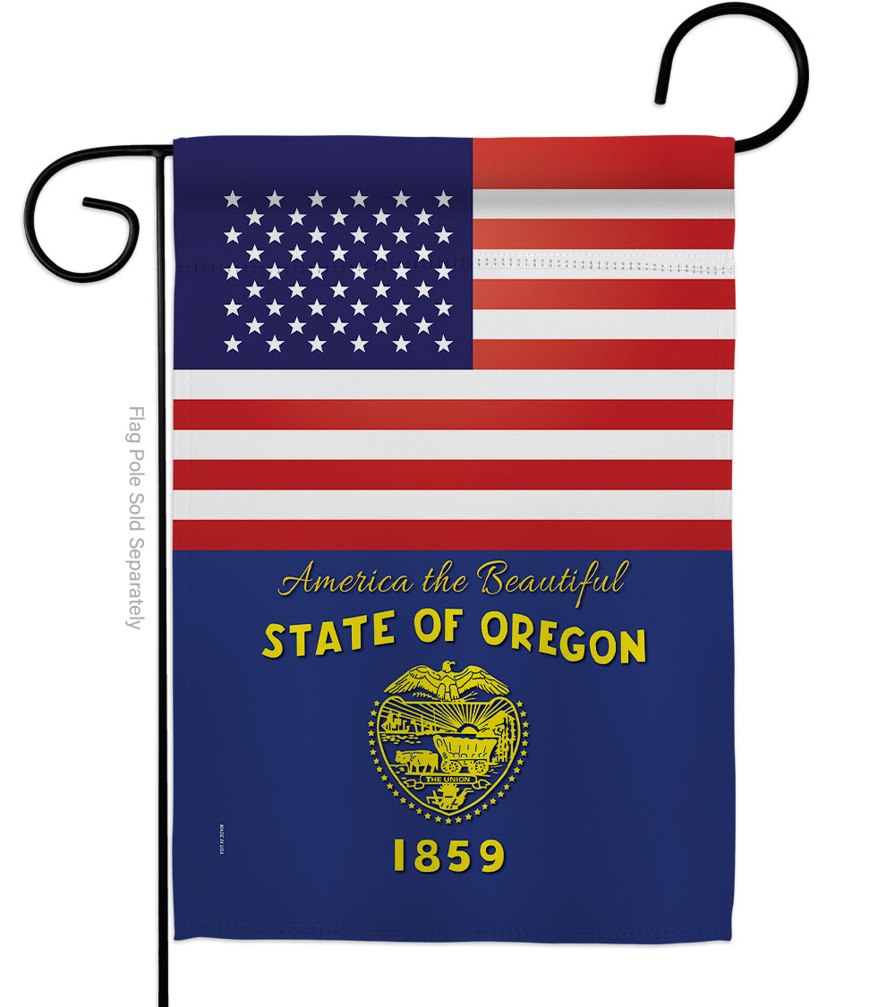 G142589-BO 13 x 18.5 in. USA Oregon American State Vertical Garden Flag with Double-Sided House Decoration Banner Yard Gift