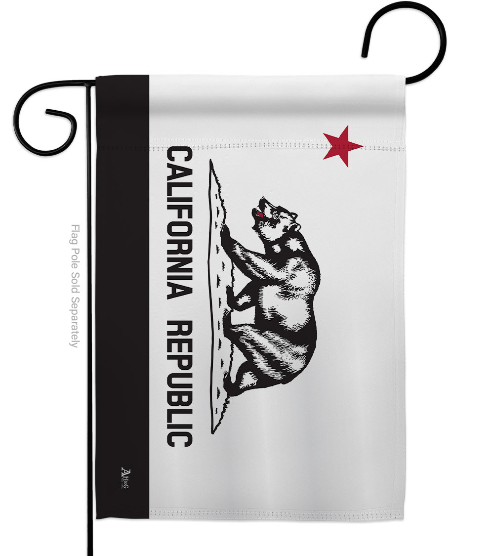 G142998-BO 13 x 18.5 in. Black White California American State Vertical Garden Flag with Double-Sided House Decoration Banner Yard Gift