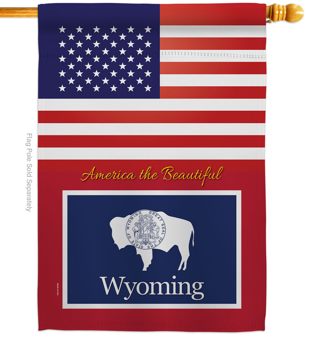 H140265-BO 28 x 40 in. USA Wyoming American State Vertical House Flag with Double-Sided Decorative Banner Garden Yard Gift