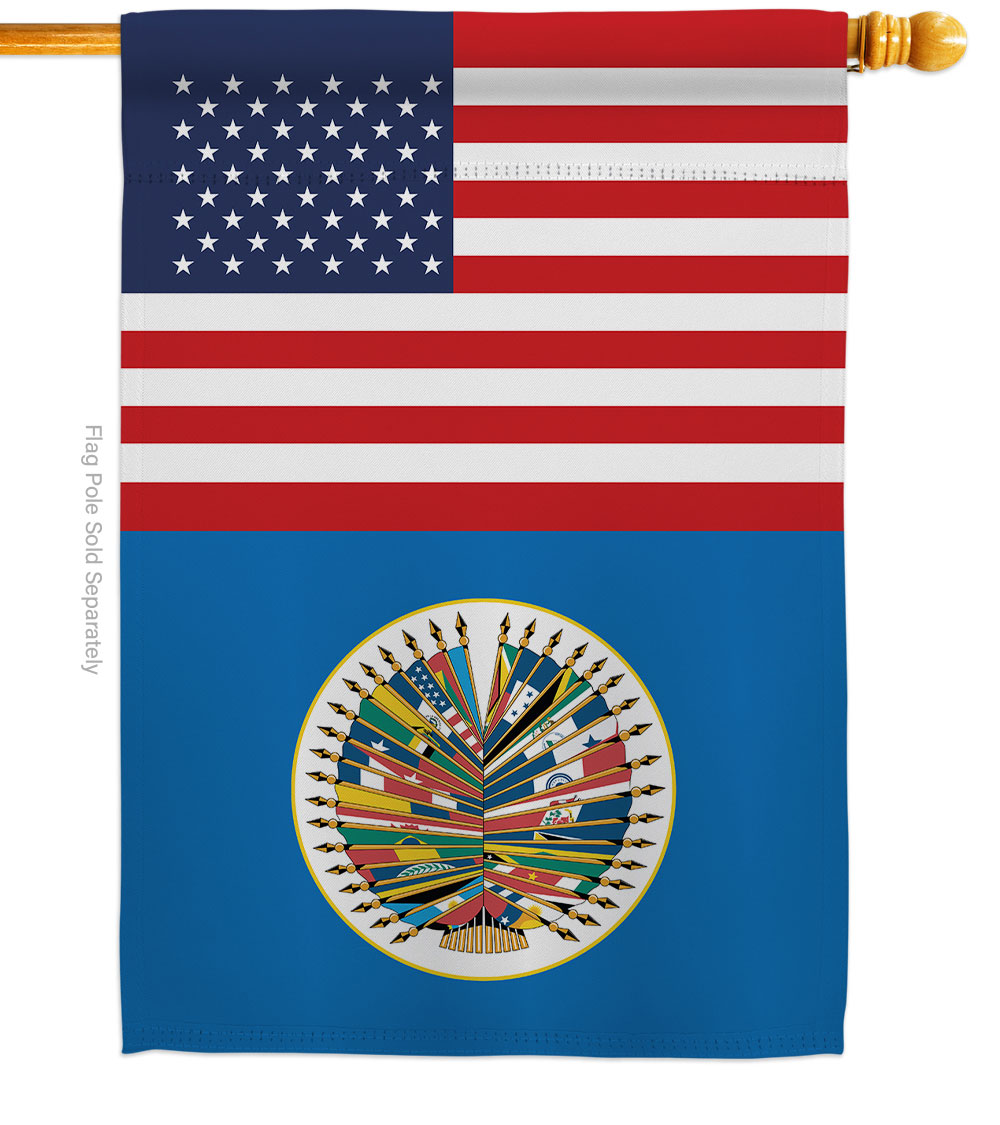 28 x 40 in. Organization of American State USA Friendship Association Vertical House Flag with Double-Sided Decorative Banner Garden Yard Gift