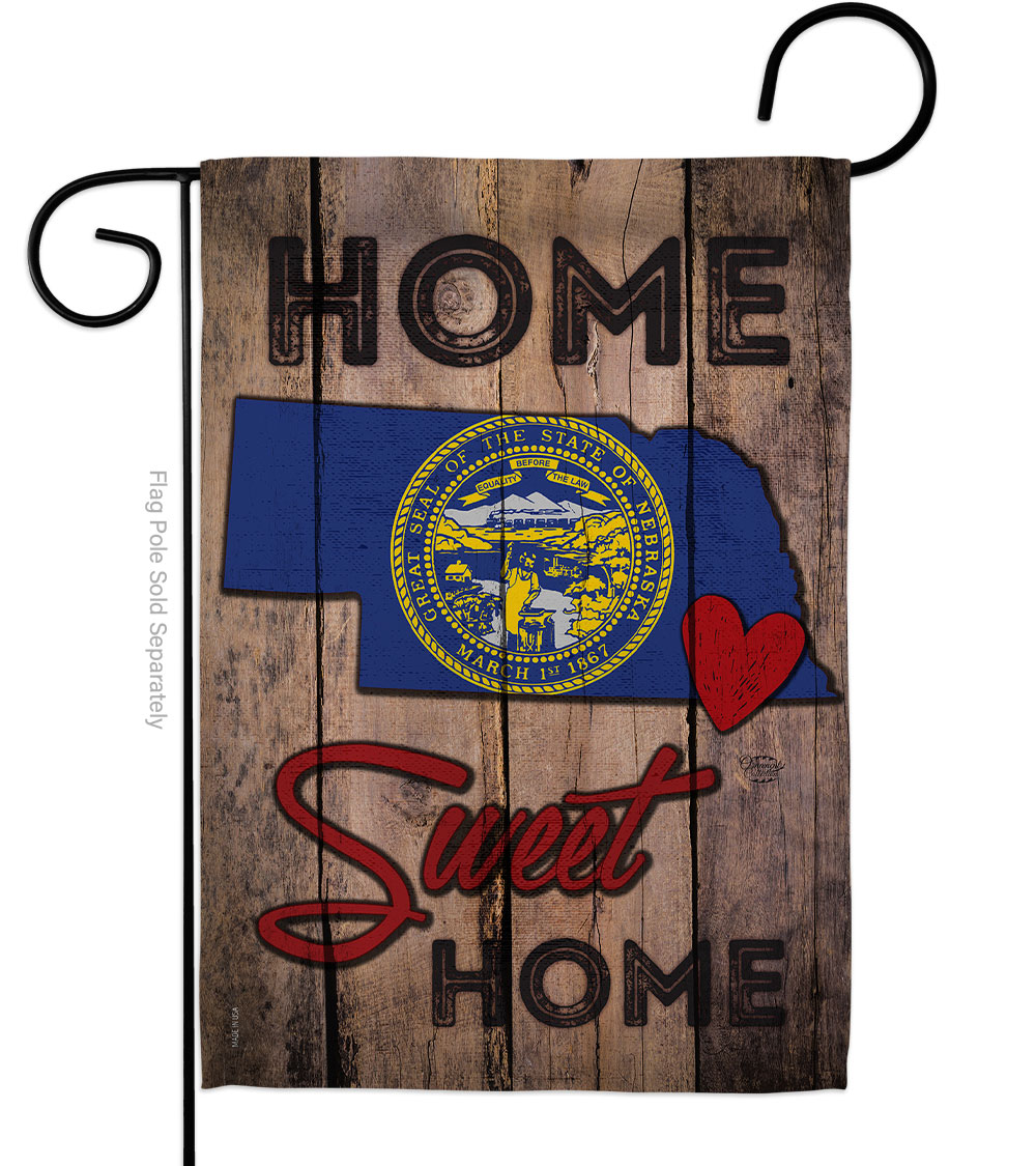 G191125-BO 13 x 18.5 in. State Nebraska Home Sweet American State Vertical Garden Flag with Double-Sided House Decoration Banner Yard Gift
