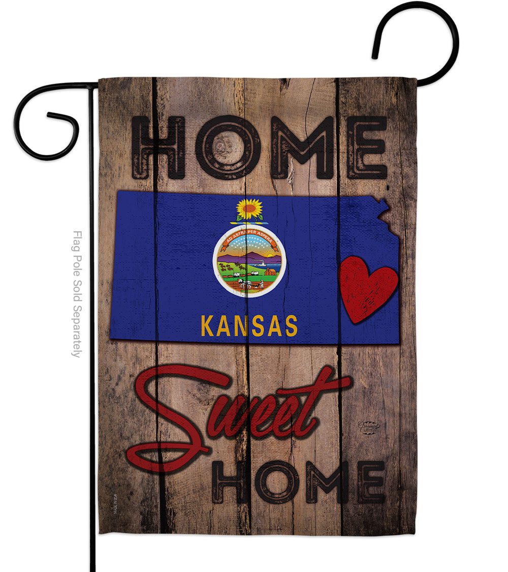G191126-BO 13 x 18.5 in. State Kansas Home Sweet American State Vertical Garden Flag with Double-Sided House Decoration Banner Yard Gift