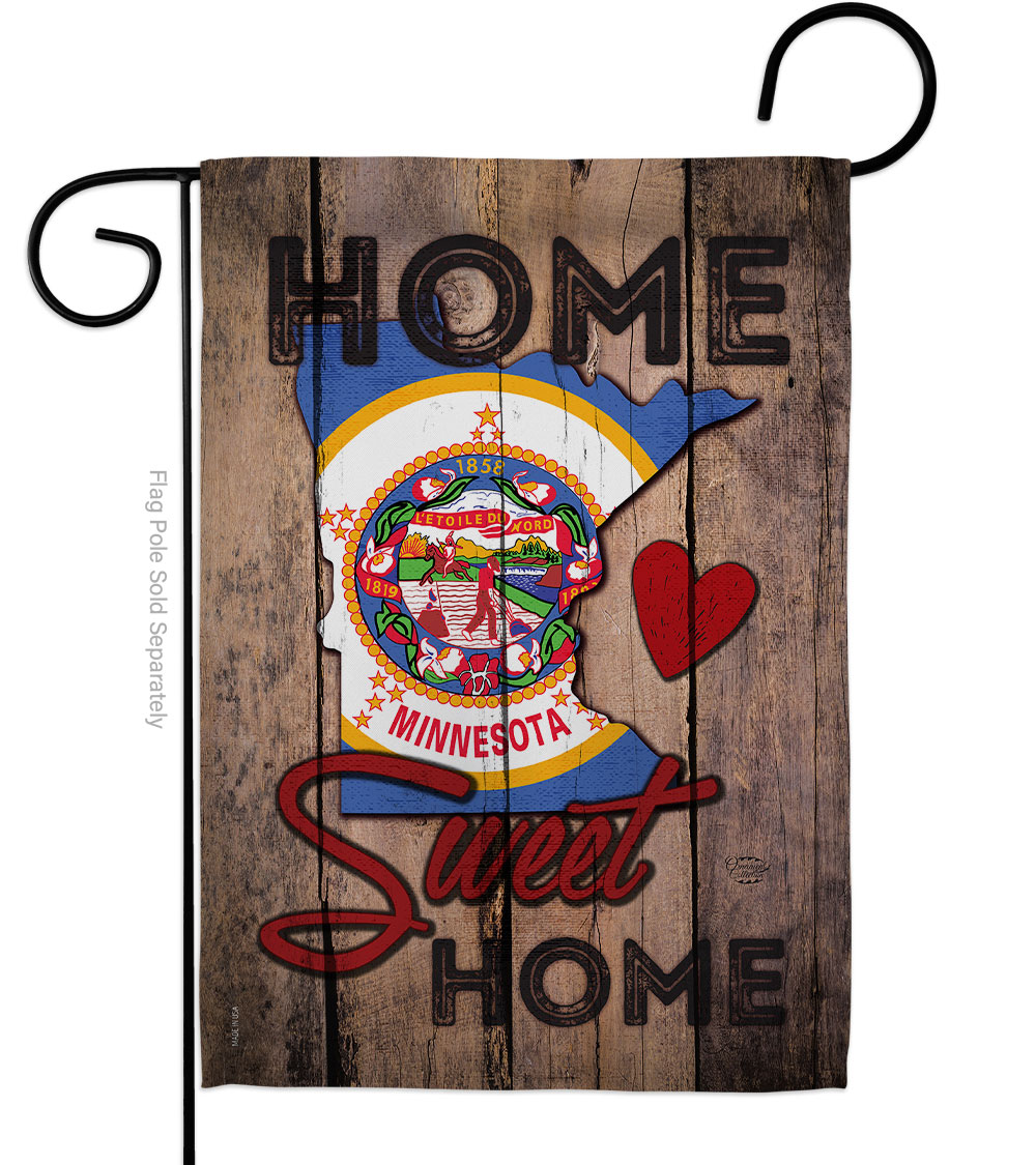 G191128-BO 13 x 18.5 in. State Minnesota Home Sweet American State Vertical Garden Flag with Double-Sided House Decoration Banner Yard Gift
