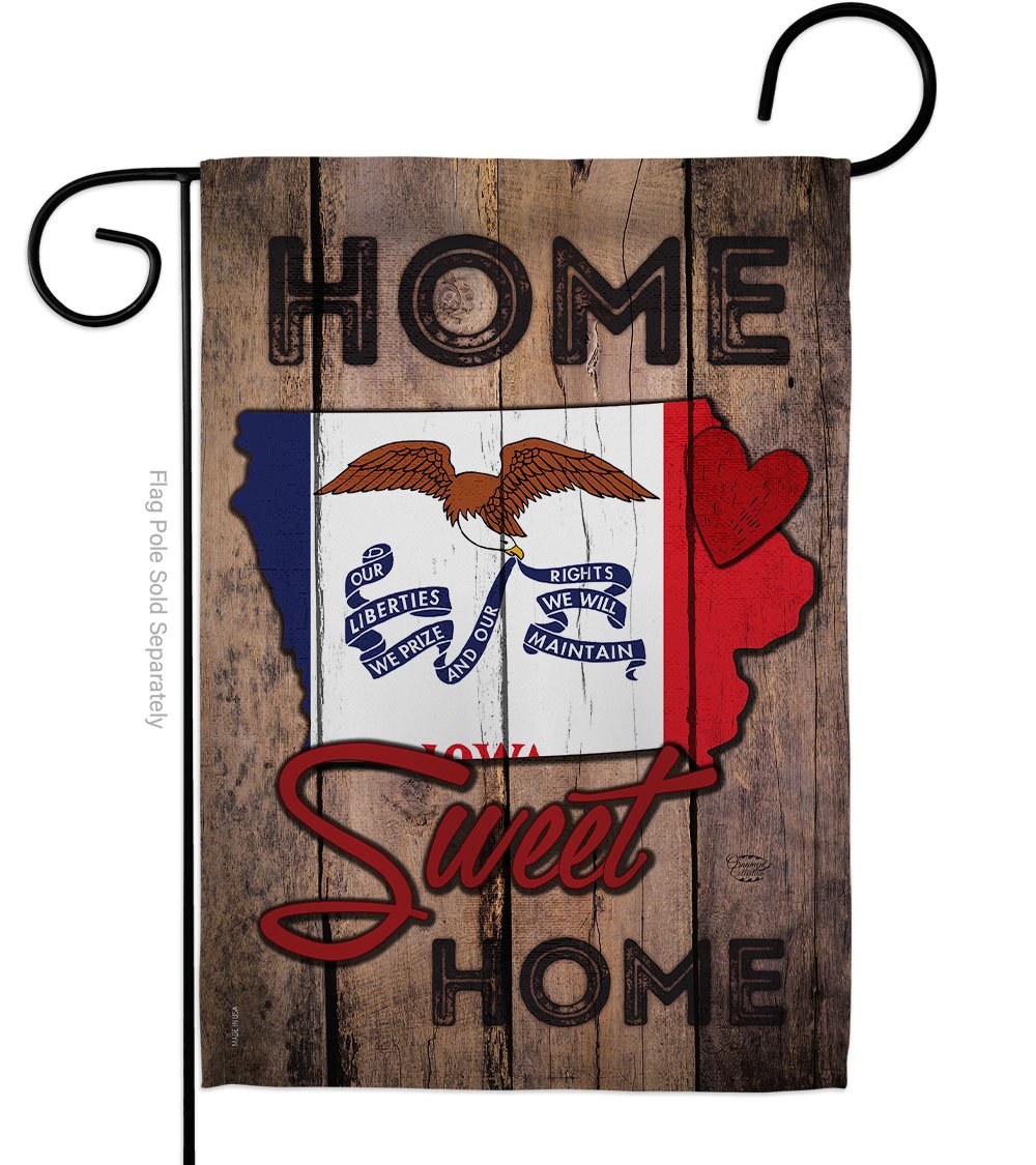 G191129-BO 13 x 18.5 in. State Iowa Home Sweet American State Vertical Garden Flag with Double-Sided House Decoration Banner Yard Gift -  Ornament Collection