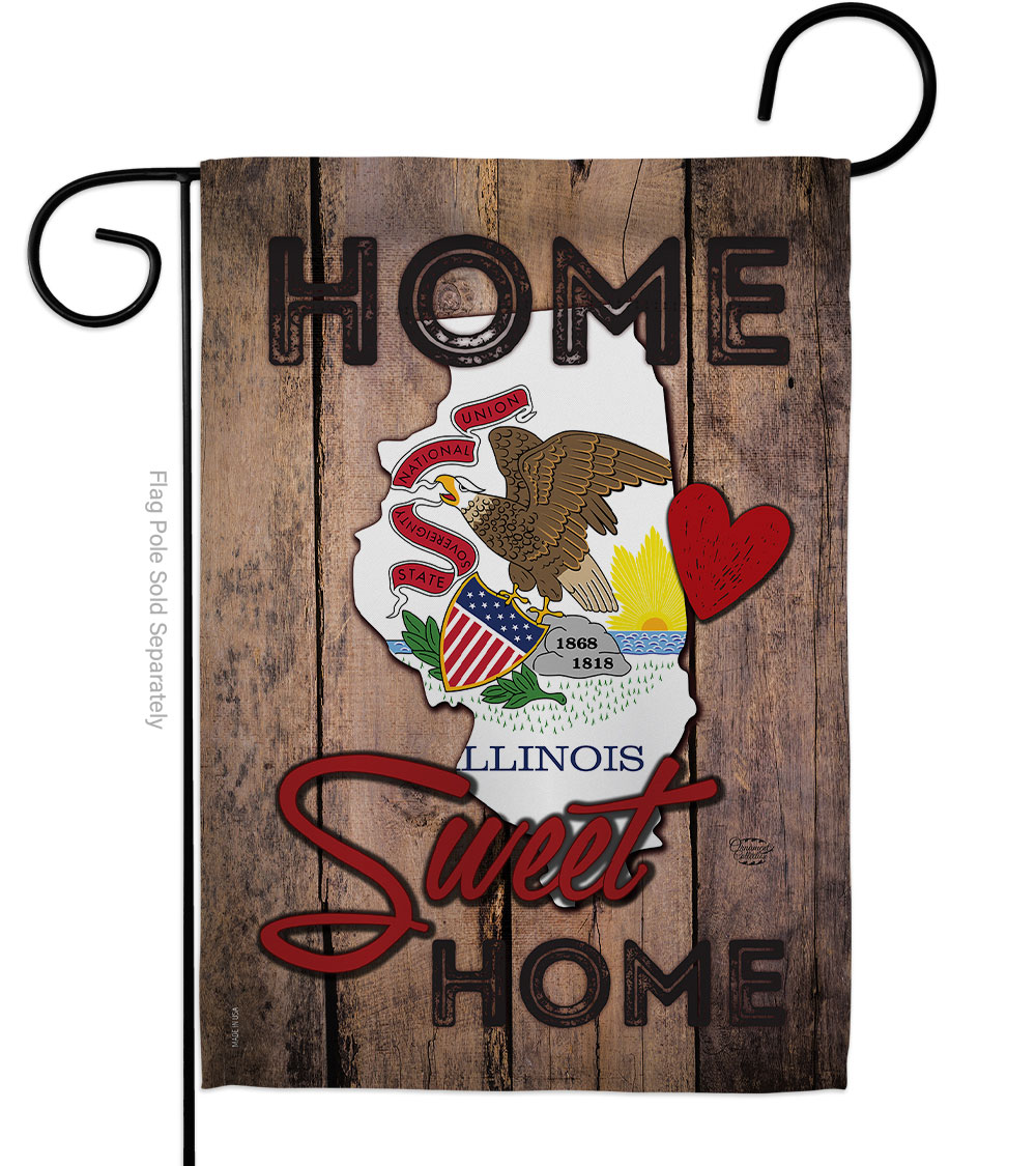 G191134-BO 13 x 18.5 in. State Illinois Home Sweet American State Vertical Garden Flag with Double-Sided House Decoration Banner Yard Gift