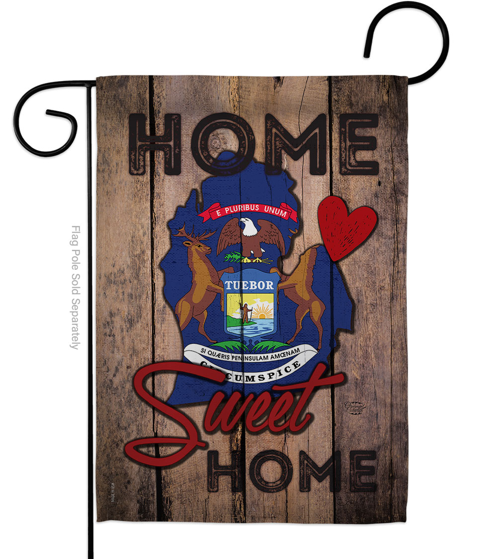 G191135-BO 13 x 18.5 in. State Michigan Home Sweet American State Vertical Garden Flag with Double-Sided House Decoration Banner Yard Gift