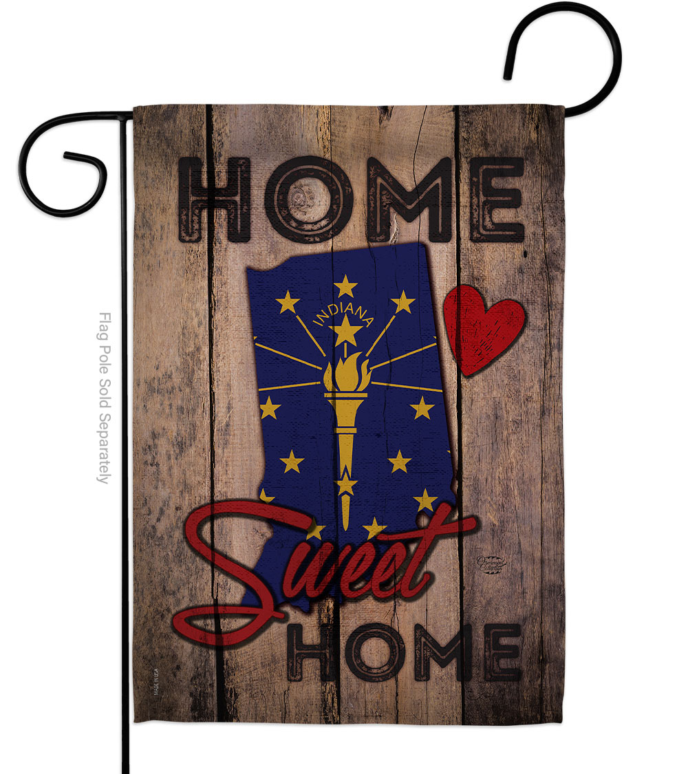 G191136-BO 13 x 18.5 in. State Indiana Home Sweet American State Vertical Garden Flag with Double-Sided House Decoration Banner Yard Gift