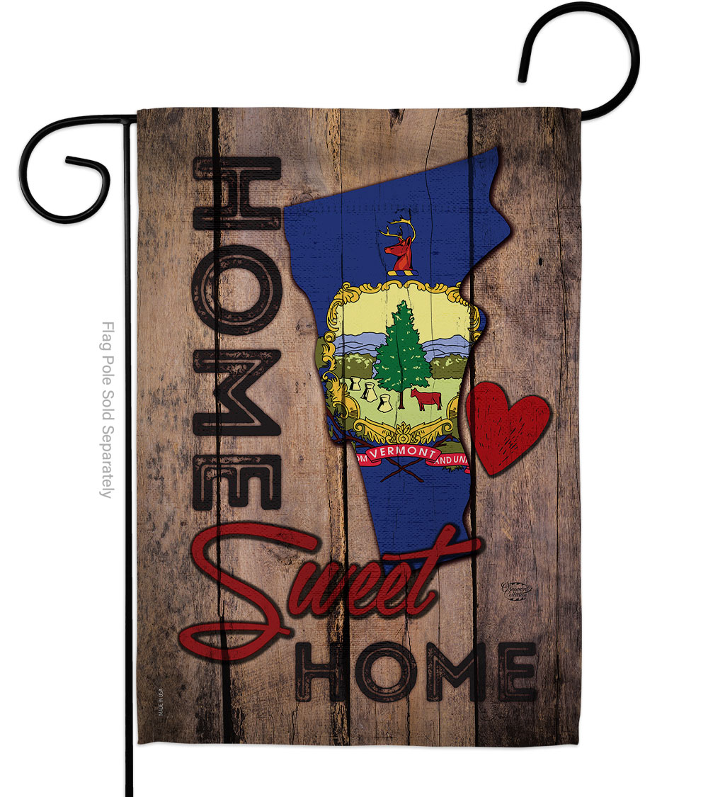 G191153-BO 13 x 18.5 in. State Vermont Home Sweet American State Vertical Garden Flag with Double-Sided House Decoration Banner Yard Gift