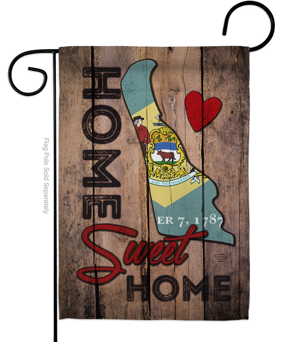 G191154-BO 13 x 18.5 in. State Delaware Home Sweet American State Vertical Garden Flag with Double-Sided House Decoration Banner Yard Gift