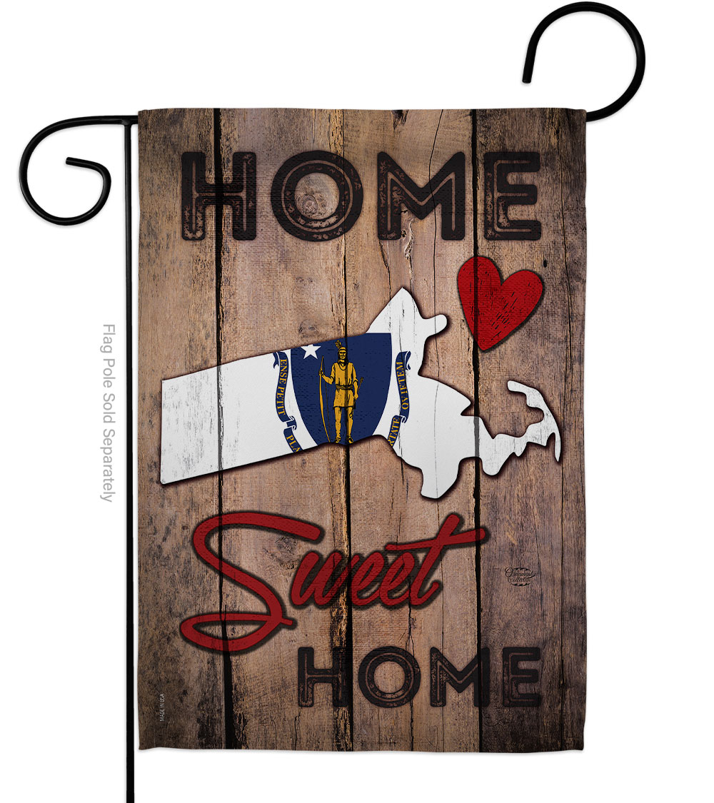 G191155-BO 13 x 18.5 in. State Massachusetts Home Sweet American State Vertical Garden Flag with Double-Sided House Decoration Banner Yard Gift