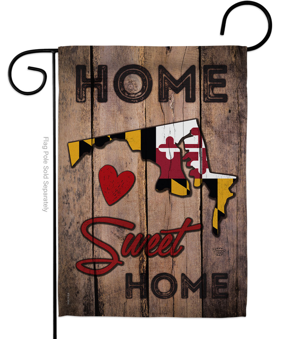 G191158-BO 13 x 18.5 in. State Maryland Home Sweet American State Vertical Garden Flag with Double-Sided House Decoration Banner Yard Gift