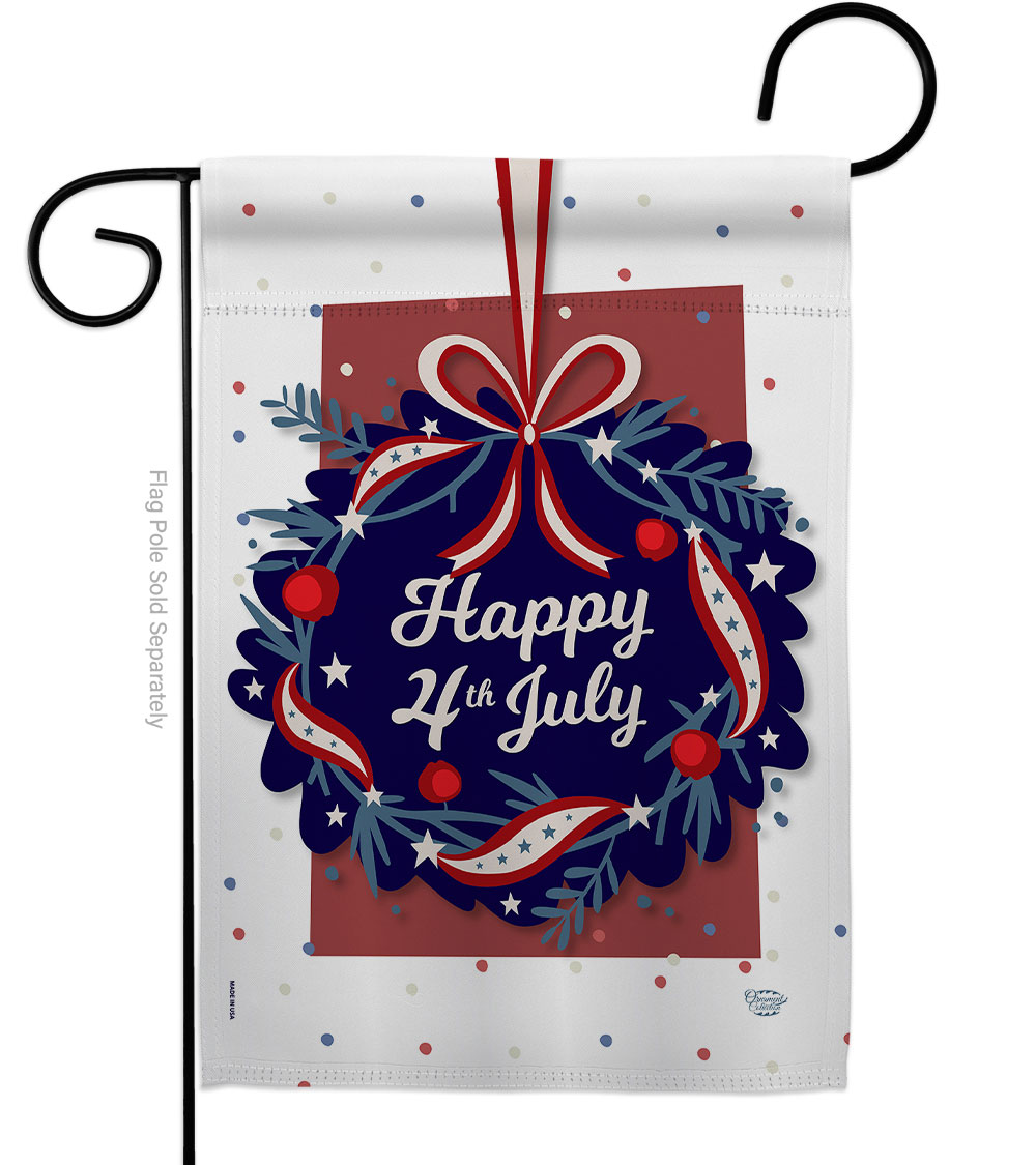 G192055-BO 13 x 18.5 in. Happy 4th of July American Fourth Vertical Garden Flag with Double-Sided House Decoration Banner Yard Gift