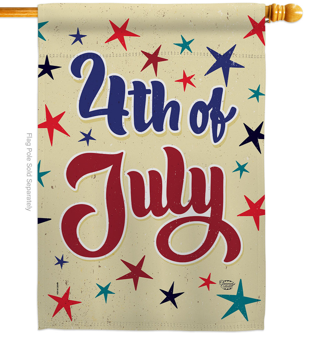 H192222-BO 28 x 40 in. July 4th Joy American Vertical House Flag with Double-Sided Decorative Banner Garden Yard Gift