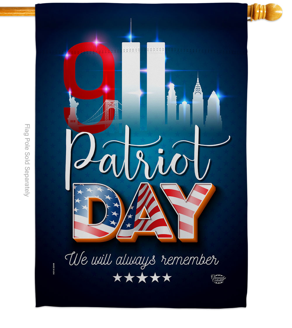 H192275-BO 28 x 40 in. 911 Remember Honor American Patriot Day Vertical House Flag with Double-Sided Decorative Banner Garden Yard Gift