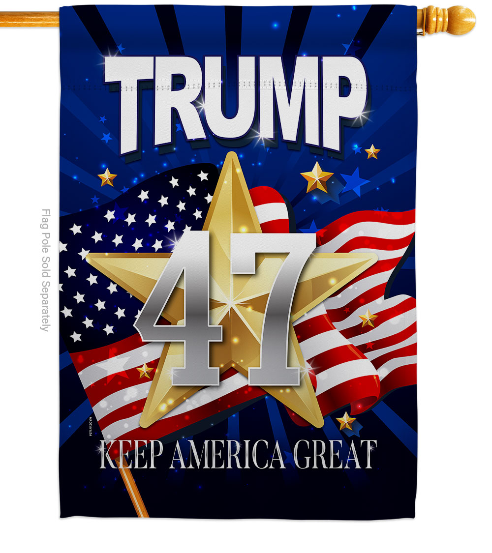 H192324-BO 28 x 40 in. Trump 46 Keep America Great American Political Vertical House Flag with Double-Sided Decorative Banner Garden Yard Gift