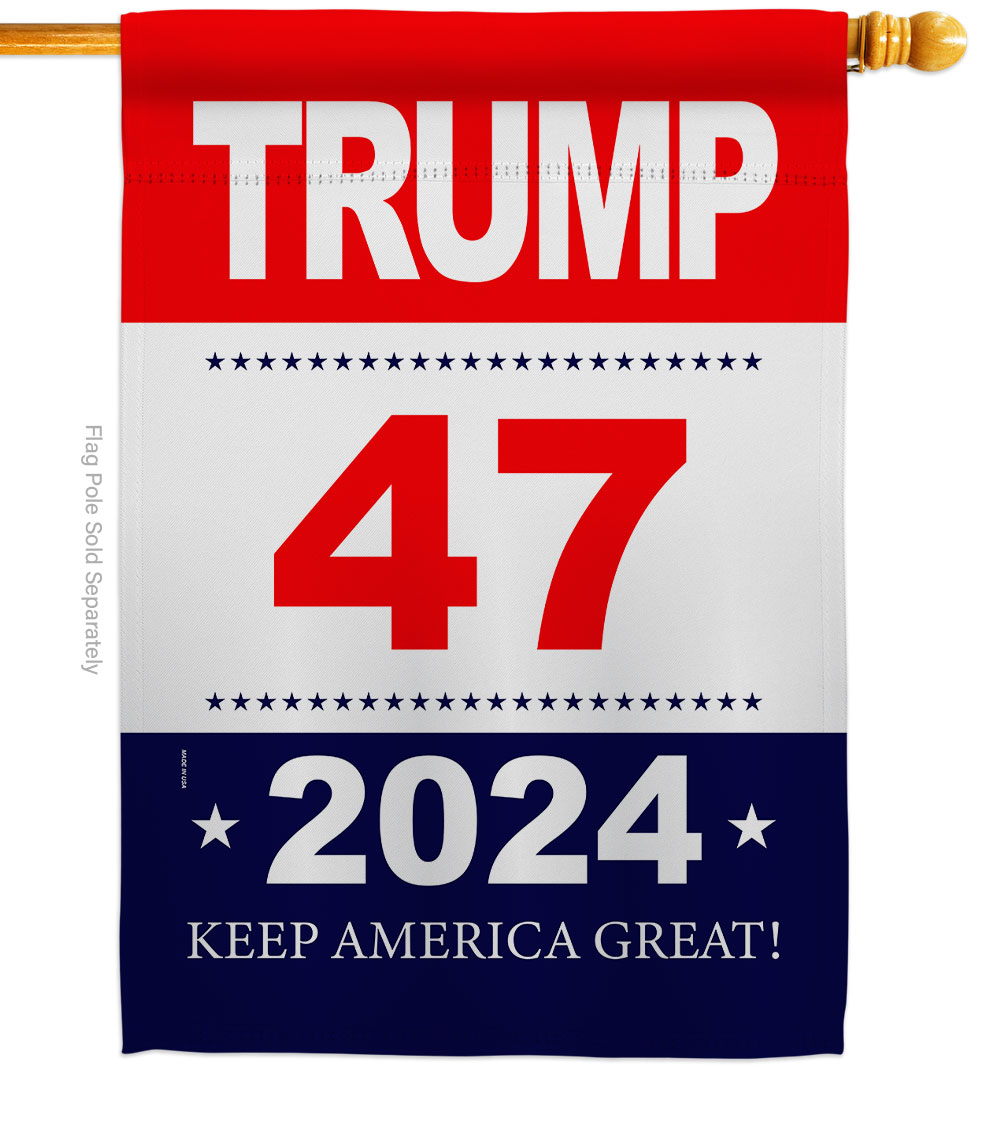H192326-BO 28 x 40 in. Trump 47 American Political Vertical House Flag with Double-Sided Decorative Banner Garden Yard Gift