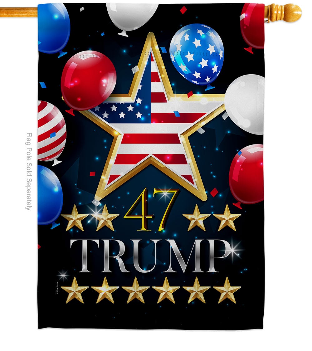 H192327-BO 28 x 40 in. 47 Trump American Political Vertical House Flag with Double-Sided Decorative Banner Garden Yard Gift