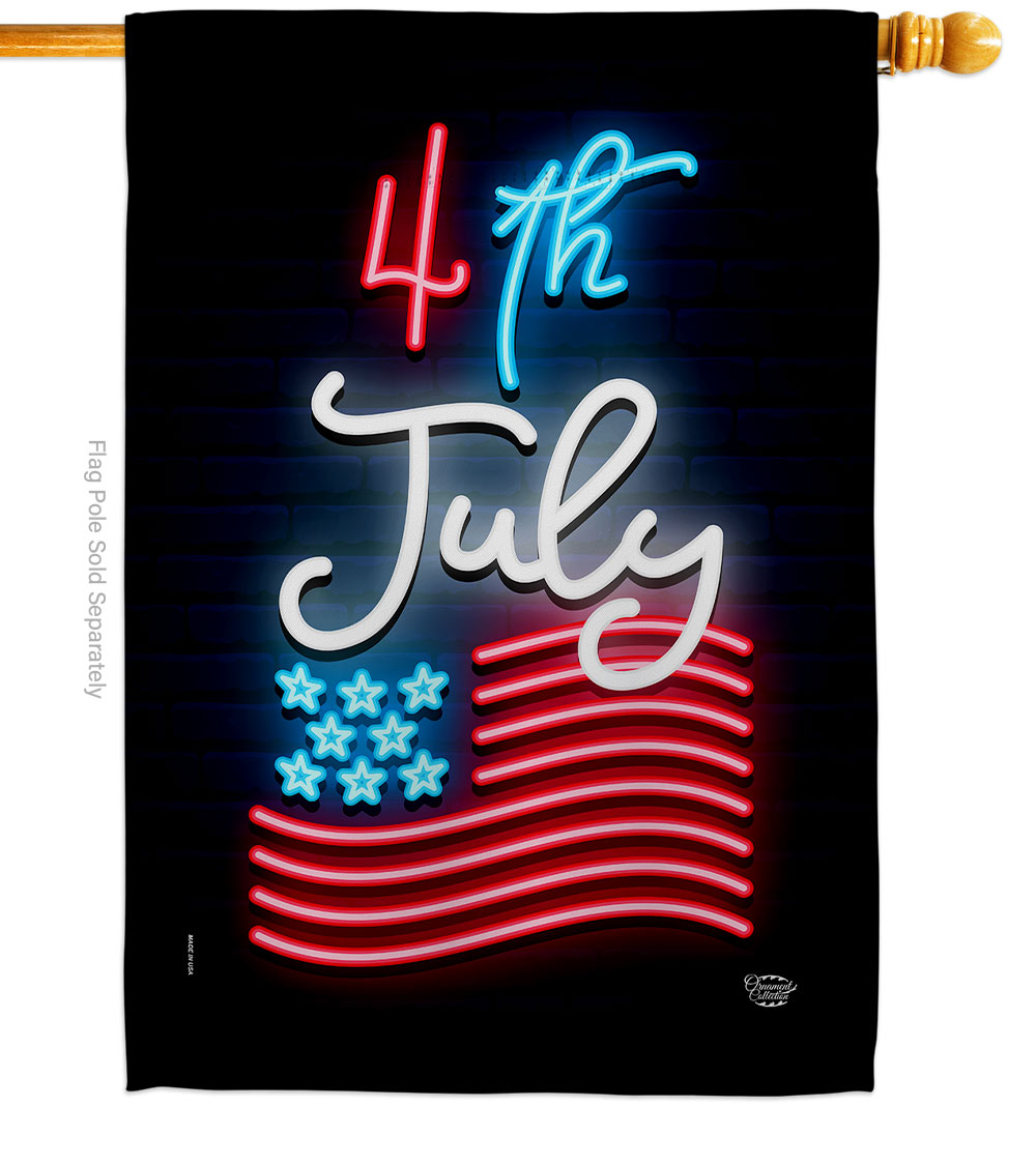 H192441-BO 28 x 40 in. Lightful 4th July American Vertical House Flag with Double-Sided Decorative Banner Garden Yard Gift