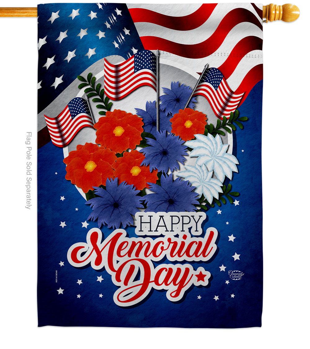 H192541-BO 28 x 40 in. Honor Memorial Day American Vertical House Flag with Double-Sided Decorative Banner Garden Yard Gift