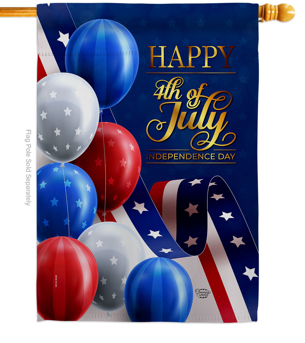 H192545-BO 28 x 40 in. July Fun American Fourth of July Vertical House Flag with Double-Sided Decorative Banner Garden Yard Gift