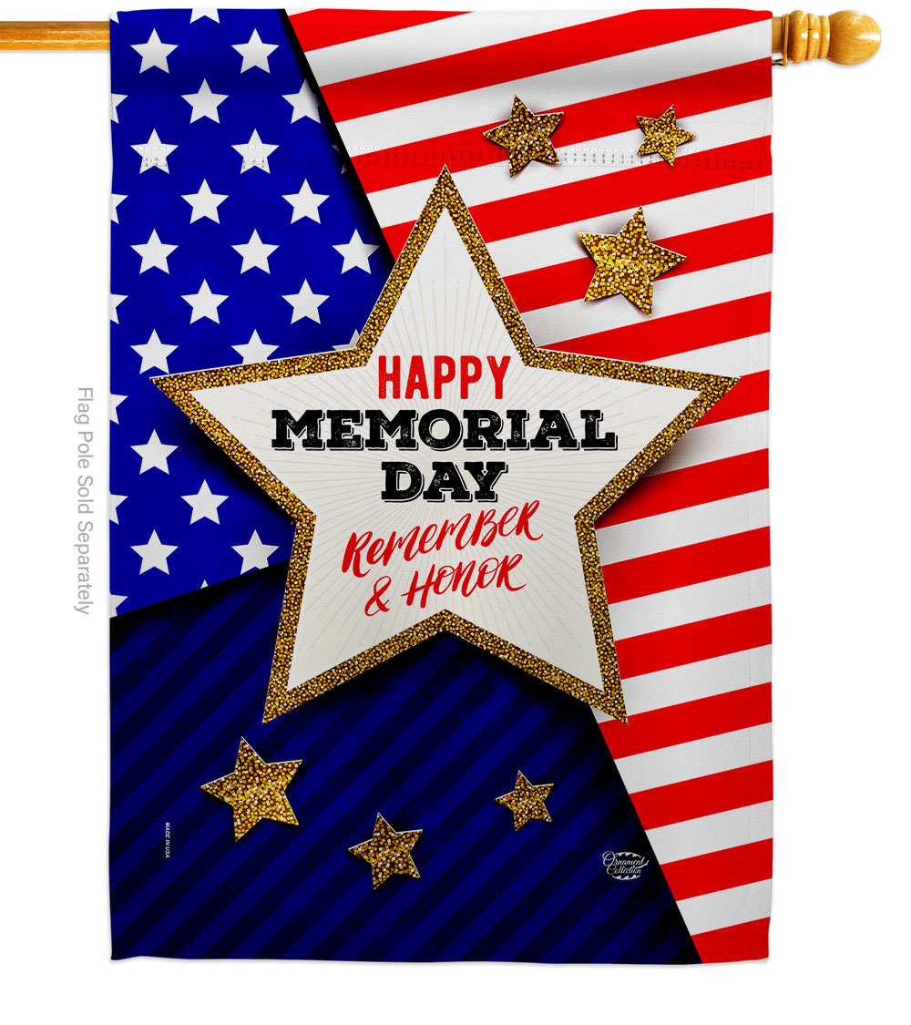 H192574-BO 28 x 40 in. Honor Memorial American Day Vertical House Flag with Double-Sided Decorative Banner Garden Yard Gift