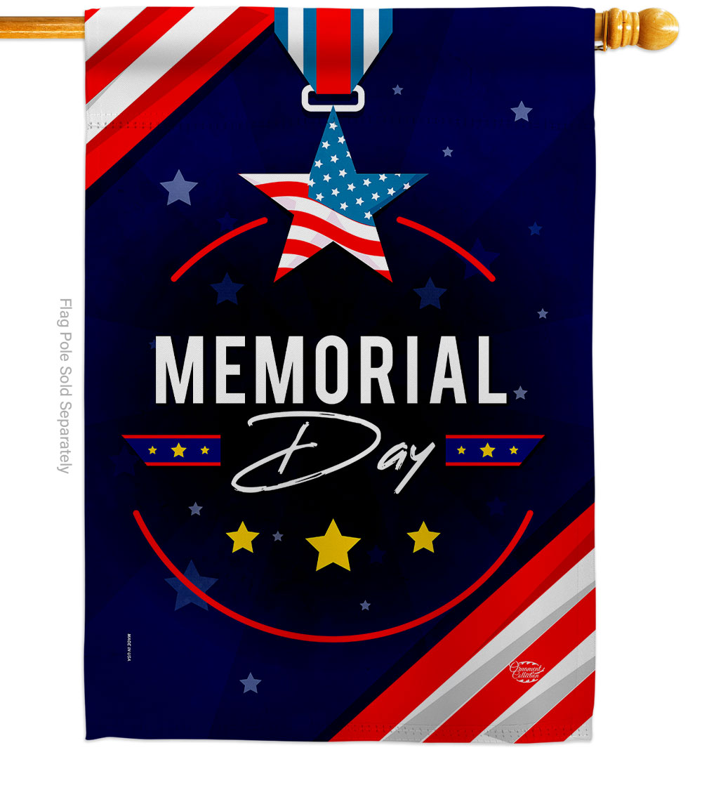 H192598-BO 28 x 40 in. Memorial Day Honor American Vertical House Flag with Double-Sided Decorative Banner Garden Yard Gift