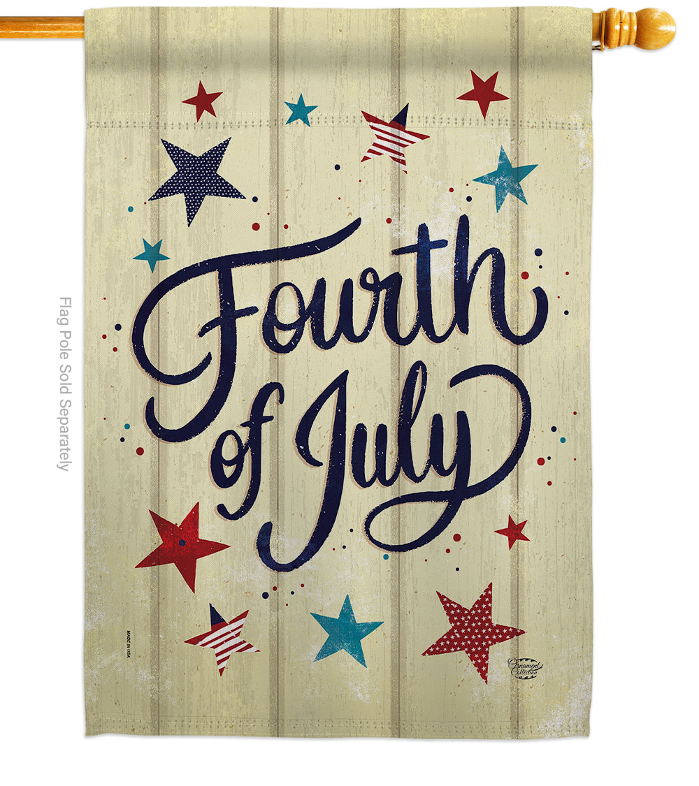 H192626-BO 28 x 40 in. Fourth of July Stars American Vertical House Flag with Double-Sided Decorative Banner Garden Yard Gift