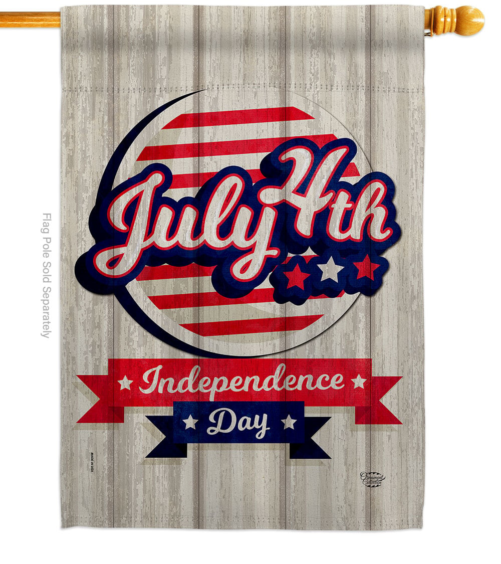 H192633-BO 28 x 40 in. Independence Freedom American Fourth of July Vertical House Flag with Double-Sided Decorative Banner Garden Yard Gift