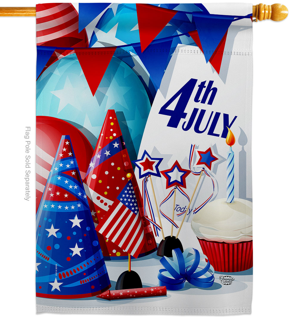H192637-BO 28 x 40 in. Celebrate 4th of July American Fourth Vertical House Flag with Double-Sided Decorative Banner Garden Yard Gift