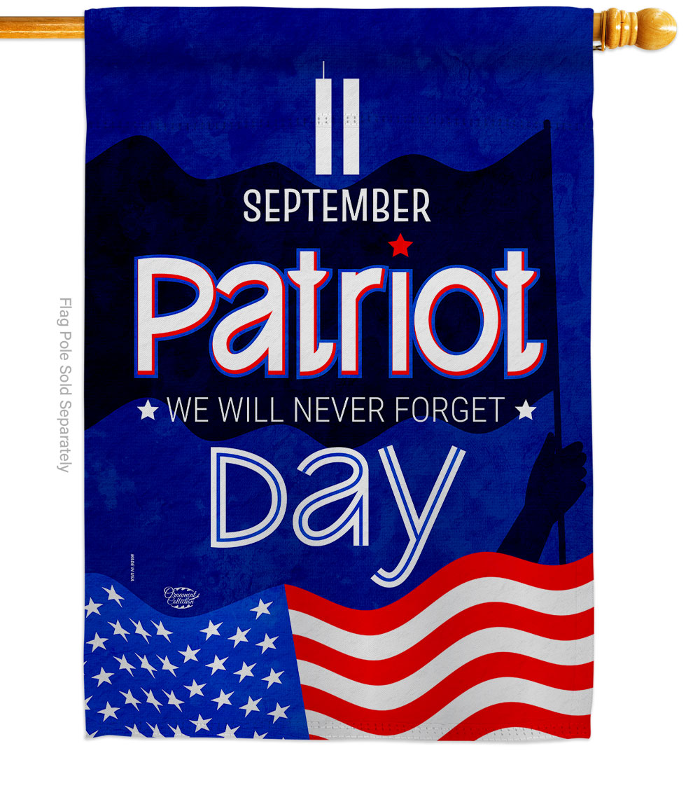 H192665-BO 28 x 40 in. September Patriot Day American Vertical House Flag with Double-Sided Decorative Banner Garden Yard Gift