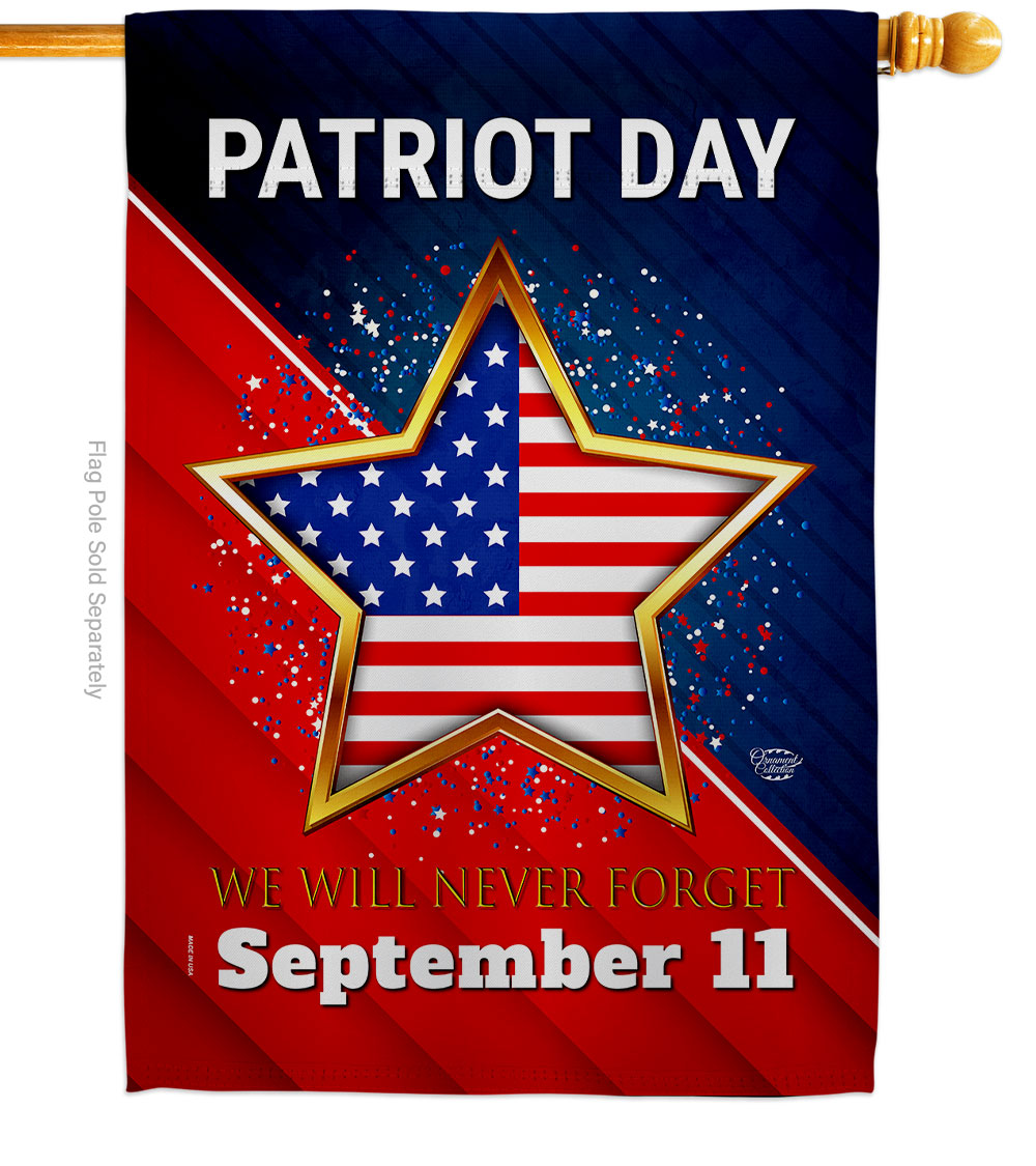 H192666-BO 28 x 40 in. Never Forget 911 American Patriot Day Vertical House Flag with Double-Sided Decorative Banner Garden Yard Gift