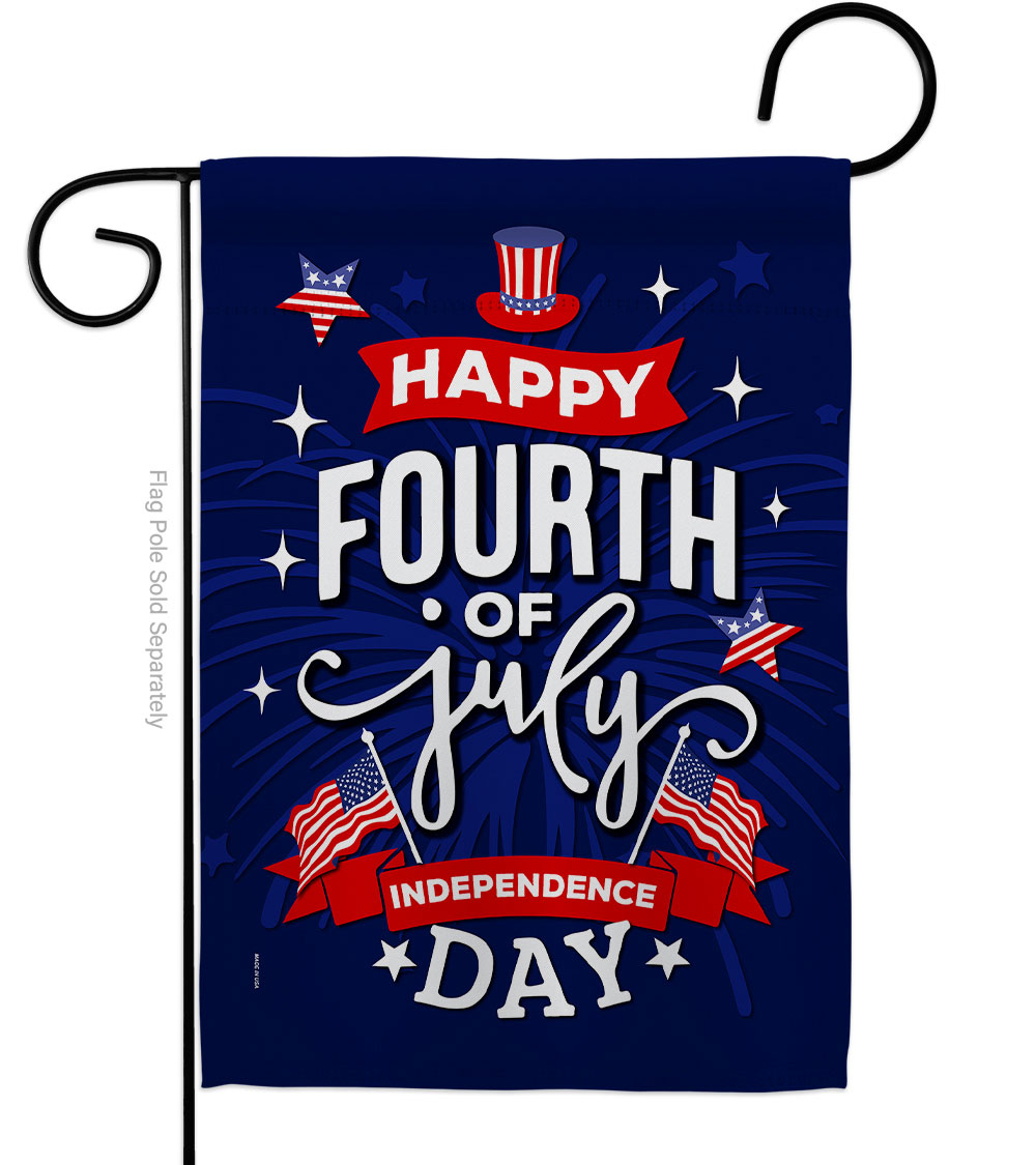 G170048-BO 13 x 18.5 in. Fourth of July American Vertical Garden Flag with Double-Sided House Decoration Banner Yard Gift
