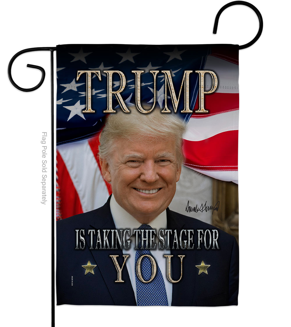 G170133-BO 13 x 18.5 in. Trump Take the Stage American Political Vertical Garden Flag with Double-Sided House Decoration Banner Yard Gift
