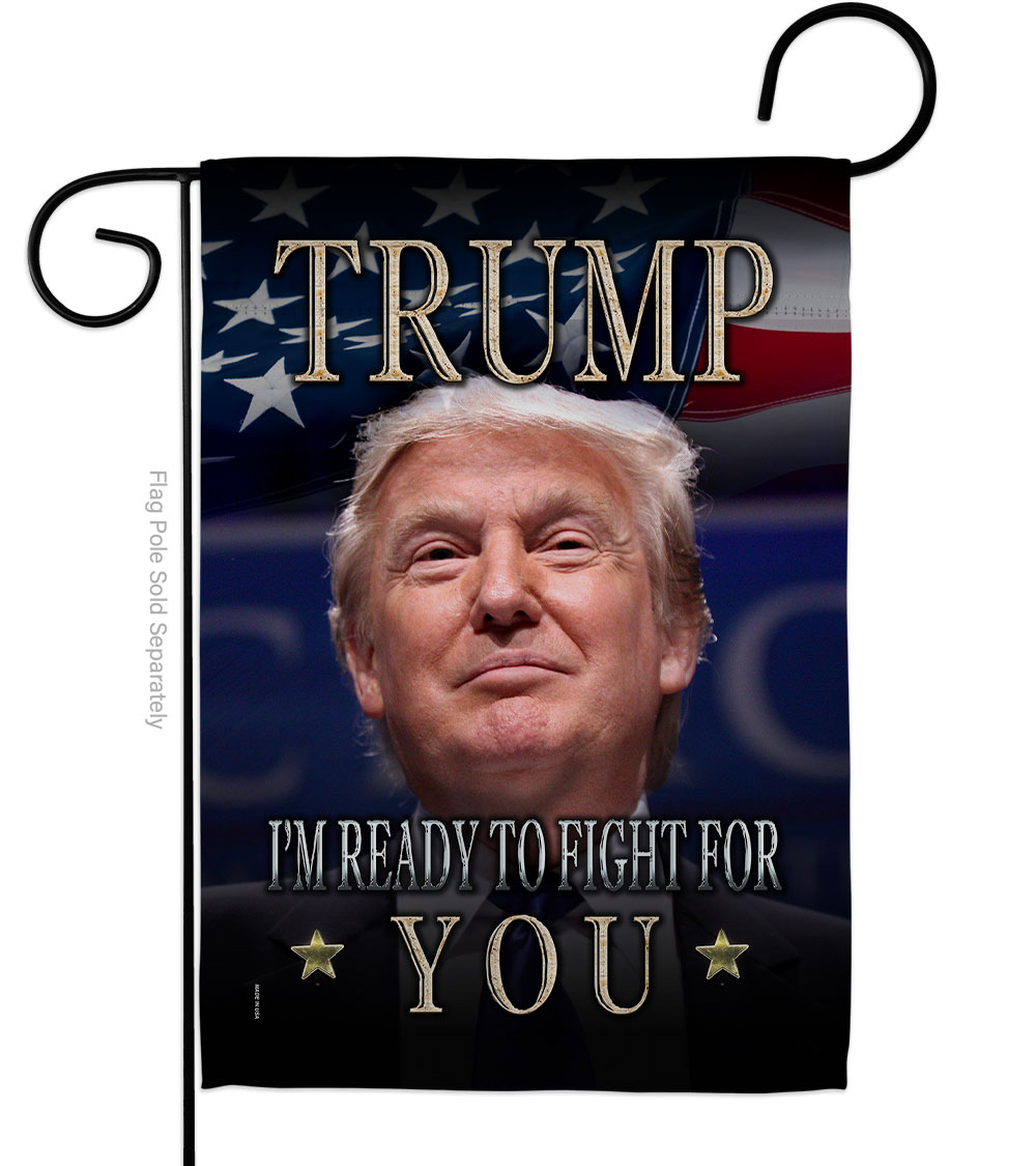 G170134-BO 13 x 18.5 in. Trump Ready for Fight American Political Vertical Garden Flag with Double-Sided House Decoration Banner Yard Gift
