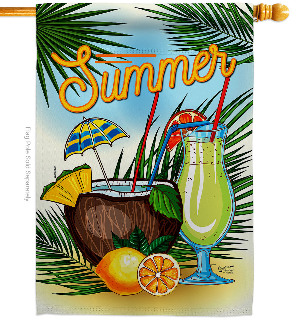 Summer Drinks Beverages Cocktail 28 x 40 in. Double-Sided Decorative Vertical House Flags for Decoration Banner Garden Yard Gift