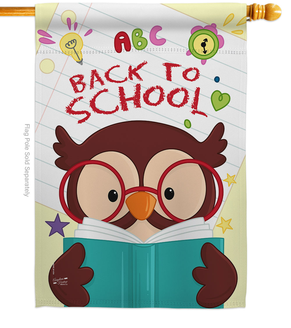 H137211-BO Owl Back to School Education 28 x 40 in. Double-Sided Decorative Vertical House Flags for Decoration Banner Garden Yard Gift