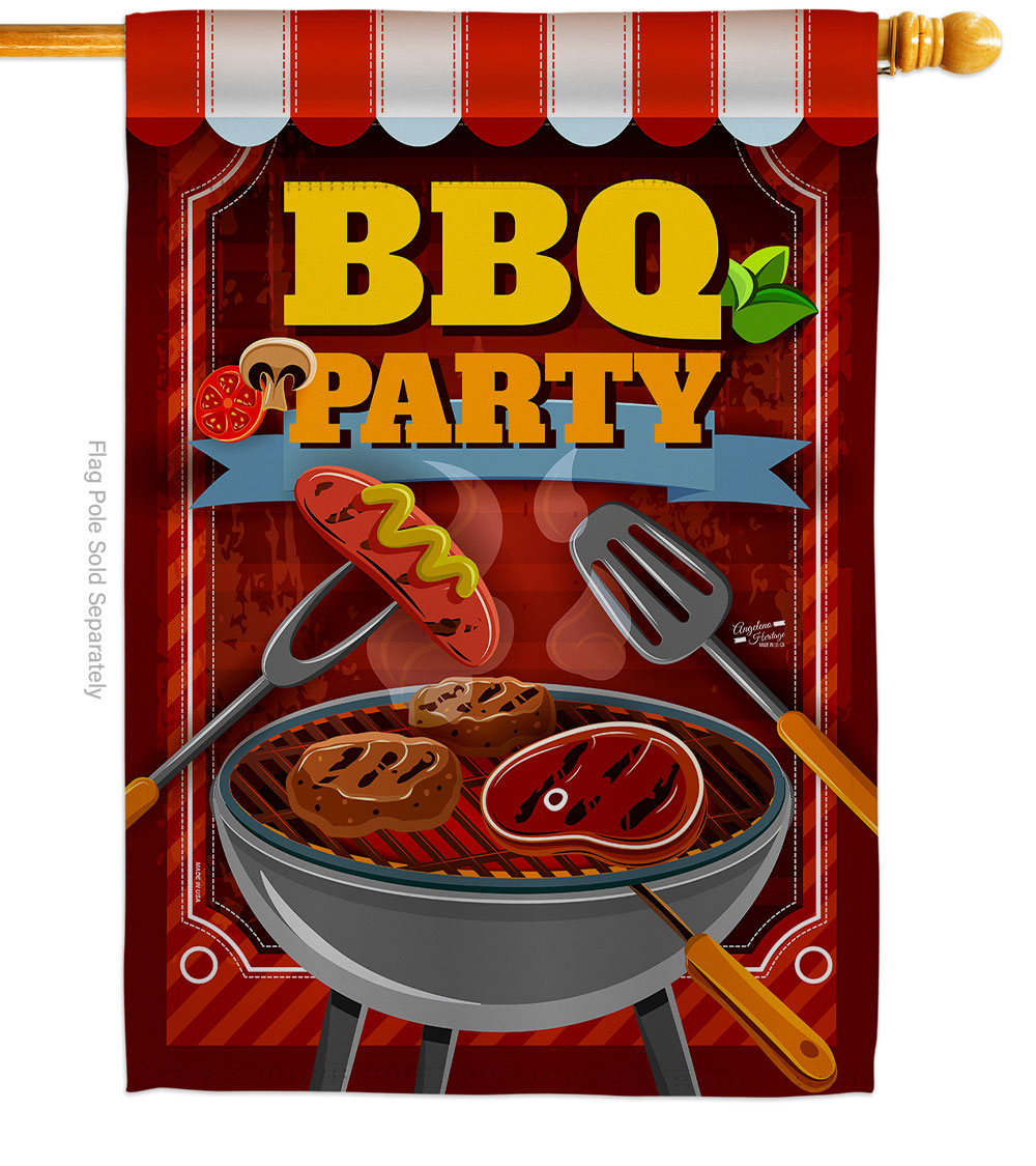 H137227-BO BBQ Party Summertime Fun & Sun 28 x 40 in. Double-Sided Decorative Vertical House Flags for Decoration Banner Garden Yard Gift