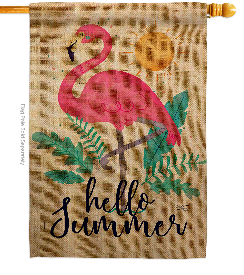 Summer Flamingo Summertime Tropical 28 x 40 in. Double-Sided Decorative Vertical House Flags for Decoration Banner Garden Yard Gift