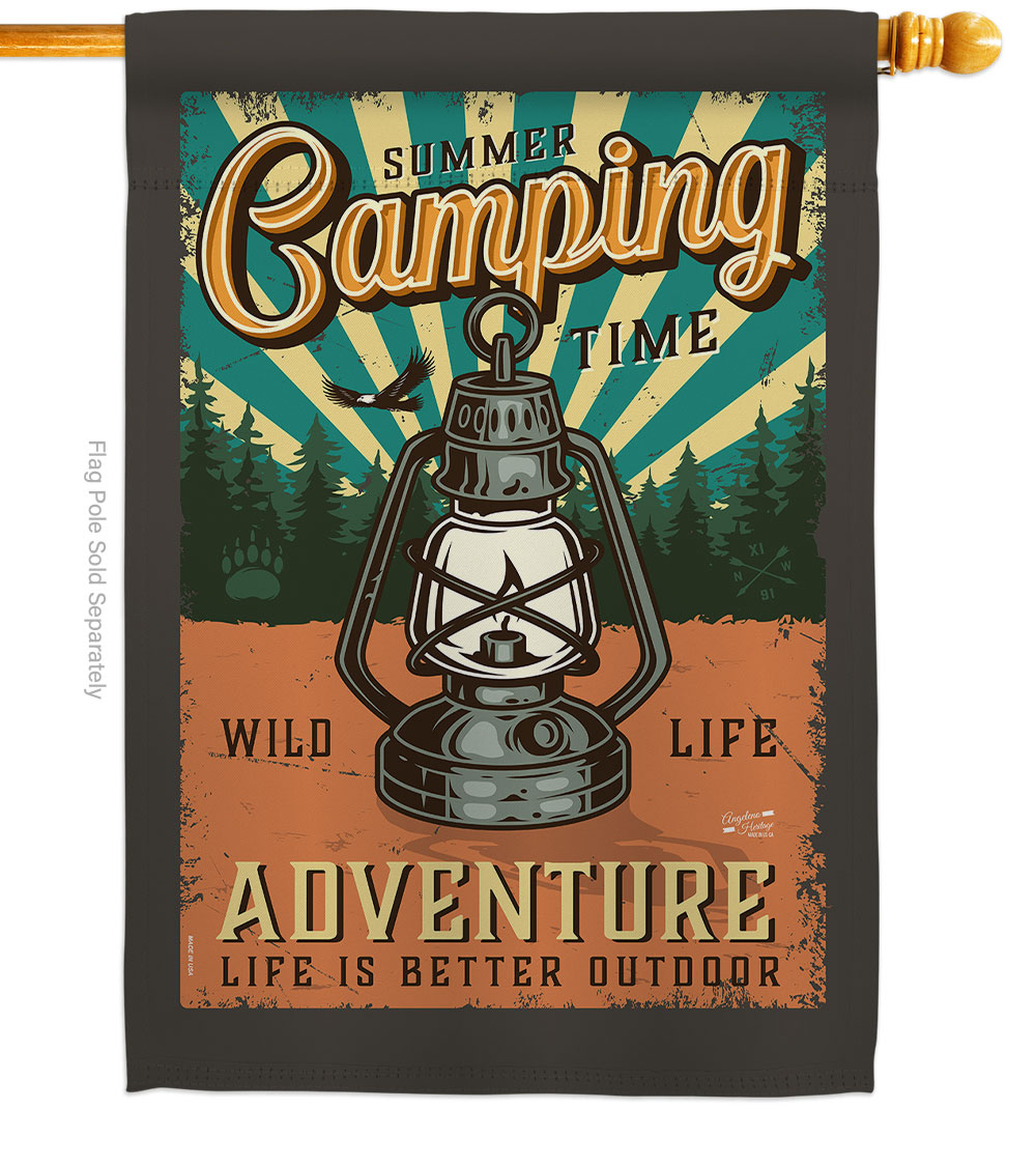 Summer Camping Outdoor Adventure 28 x 40 in. Double-Sided Decorative Vertical House Flags for Decoration Banner Garden Yard Gift