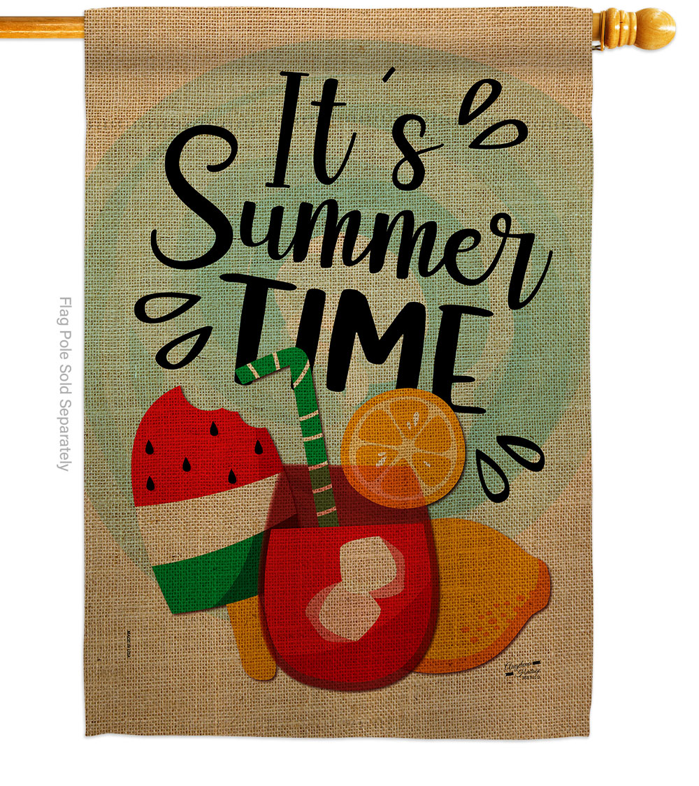 Its Summer Time Summertime Fun & Sun 28 x 40 in. Double-Sided Decorative Vertical House Flags for Decoration Banner Garden Yard Gift