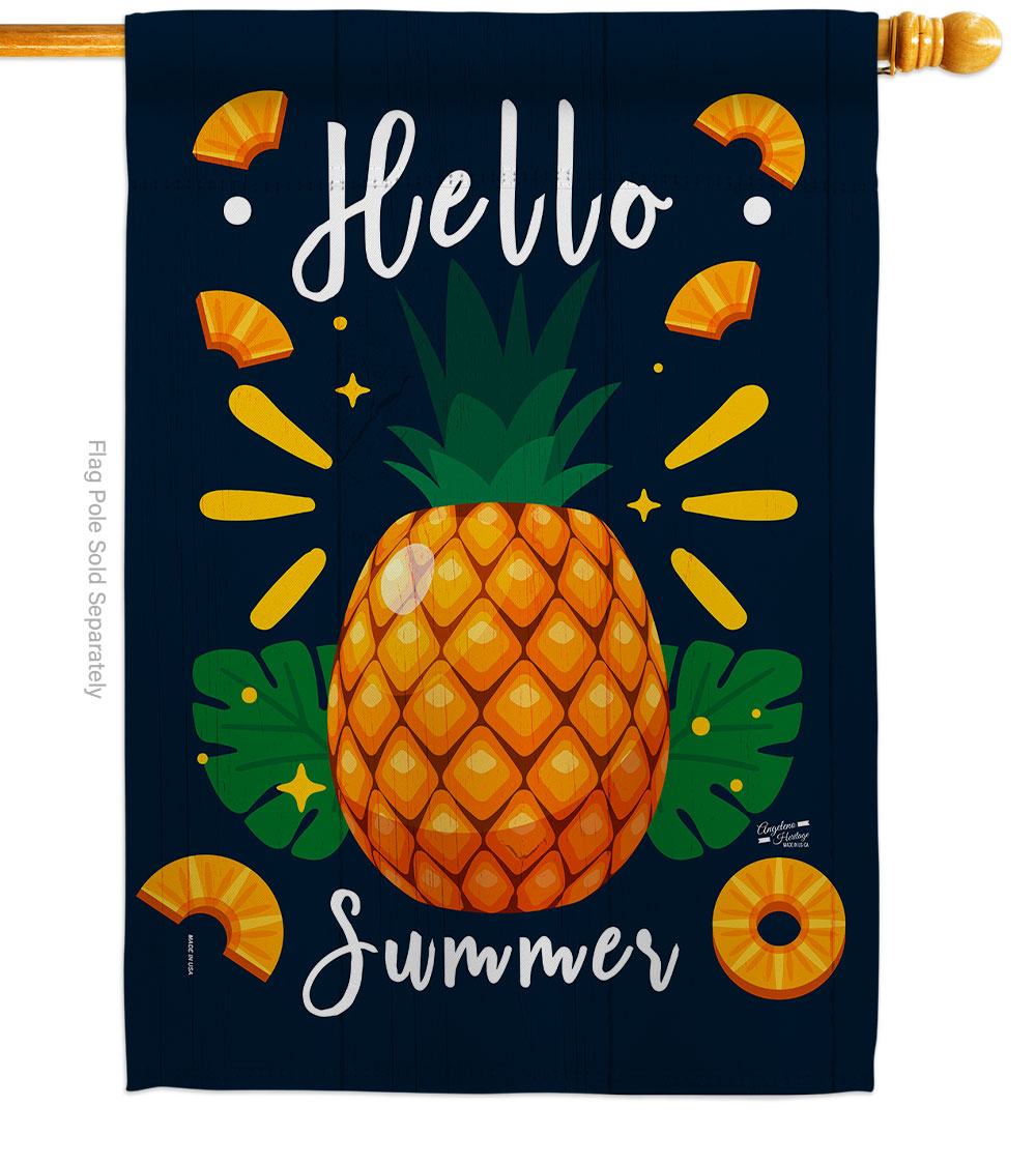 Pineapple Summer Food Fruit 28 x 40 in. Double-Sided Decorative Vertical House Flags for Decoration Banner Garden Yard Gift