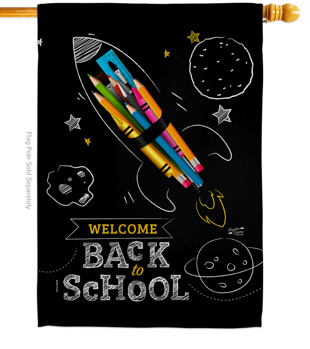 Weclome Back to School Education 28 x 40 in. Double-Sided Decorative Vertical House Flags for Decoration Banner Garden Yard Gift