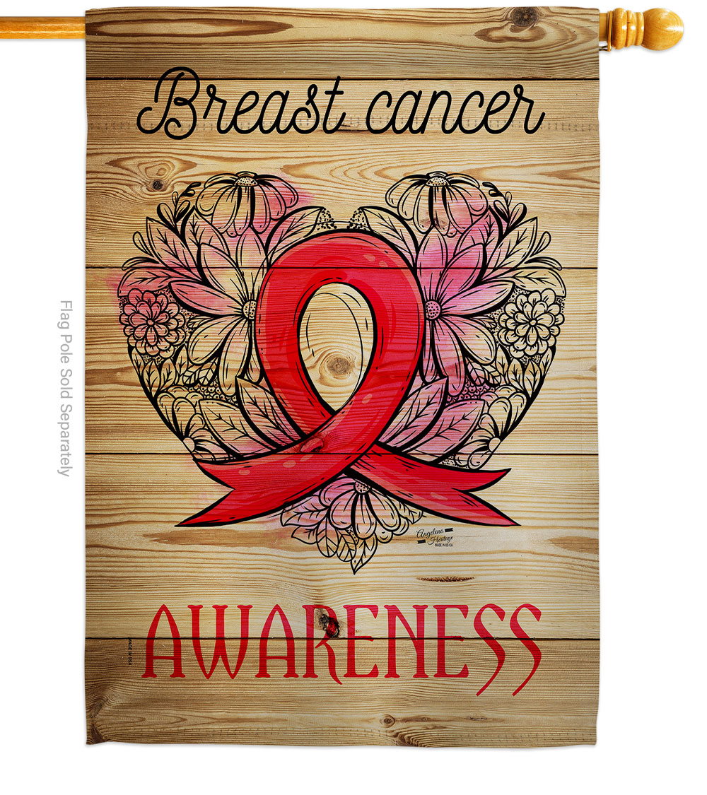 Breast Cancer Awareness Support 28 x 40 in. Double-Sided Decorative Vertical House Flags for Decoration Banner Garden Yard Gift