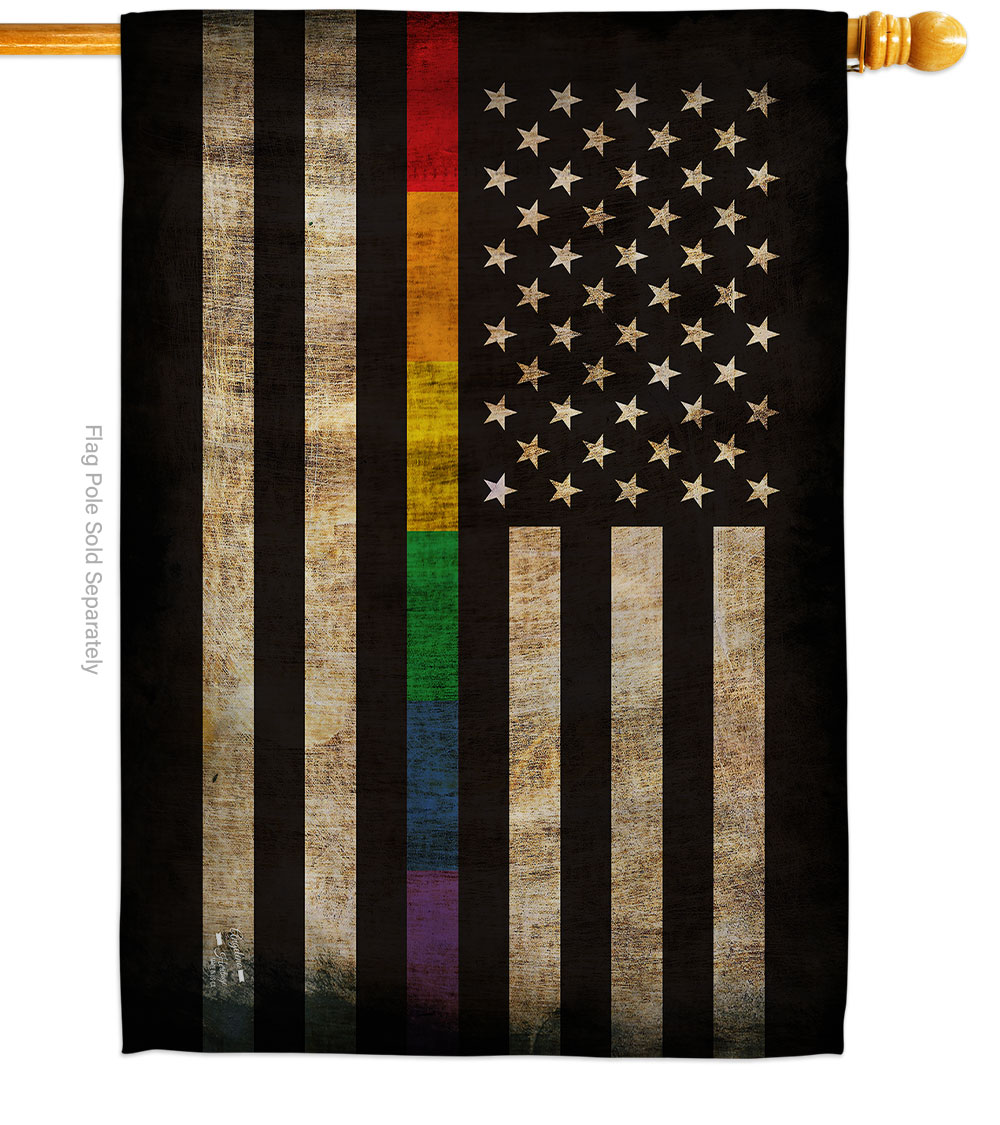 Rainbow Thin Line Support Pride 28 x 40 in. Double-Sided Decorative Horizontal House Flags for Decoration Banner Garden Yard Gift