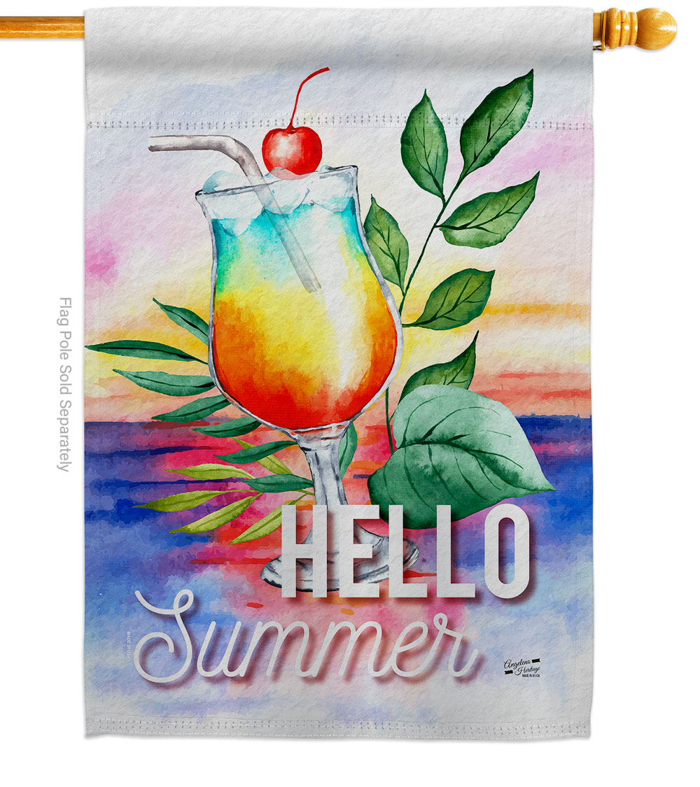 Summer Cool Drink Beverages Cocktail 28 x 40 in. Double-Sided Decorative Vertical House Flags for Decoration Banner Garden Yard Gift