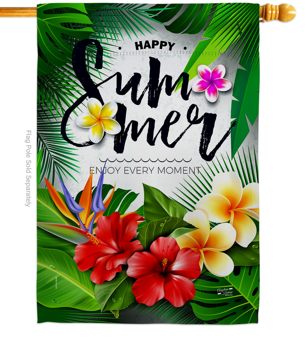 Enjoy Every Moment Summertime Fun & Sun 28 x 40 in. Double-Sided Decorative Vertical House Flags for Decoration Banner Garden Yard Gift