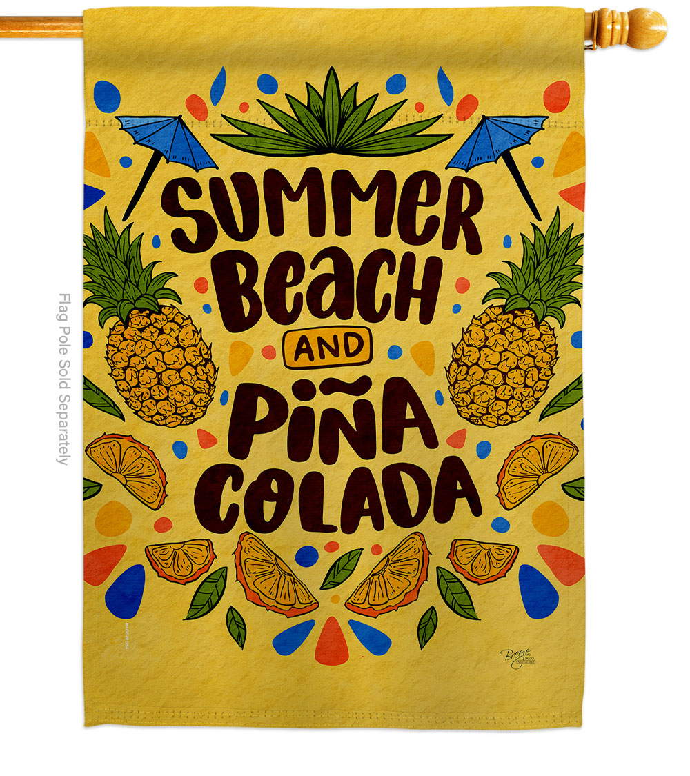 Summer Pina Colada Beverages Cocktail 28 x 40 in. Double-Sided Decorative Vertical House Flags for Decoration Banner Garden Yard Gift
