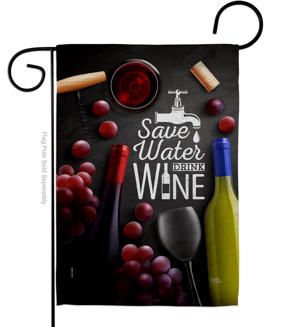 G167070-BO Save Water & Wine Beverages 13 x 18.5 in. Double-Sided Decorative Vertical Garden Flags for House Decoration Banner Yard Gift
