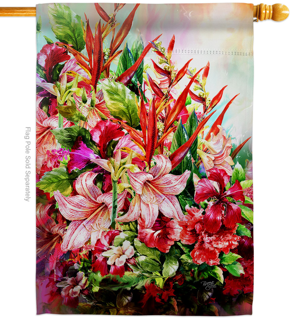 Tropical Bouquet Summertime 28 x 40 in. Double-Sided Decorative Vertical House Flags for Decoration Banner Garden Yard Gift