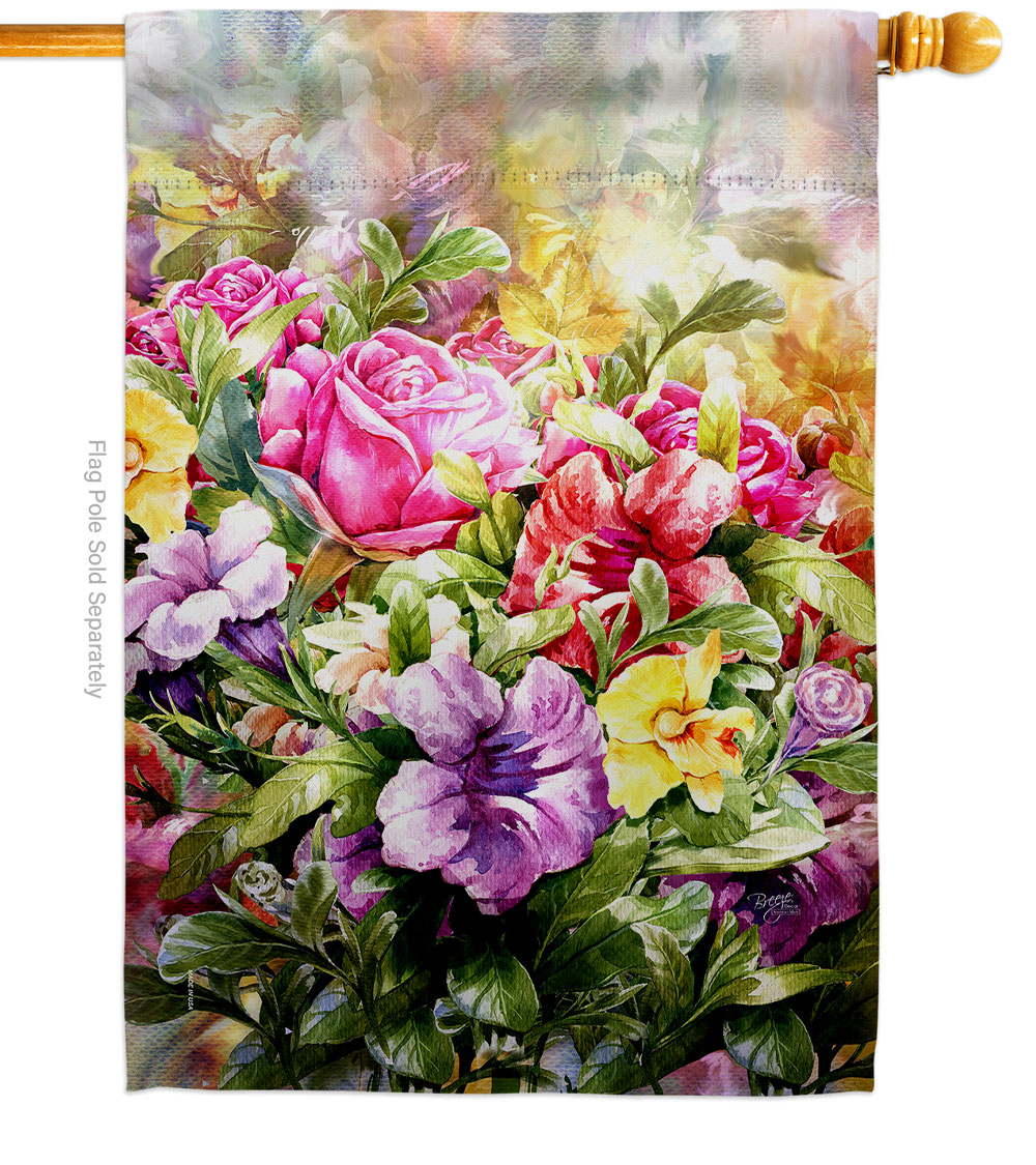 Spring Bouquet Summertime Tropical 28 x 40 in. Double-Sided Decorative Vertical House Flags for Decoration Banner Garden Yard Gift